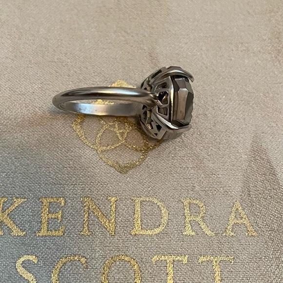 Kendra Scott Ryan Rhodium Platinum Drusy Silver Cocktail Ring.  Size 6 - Picture 6 of 7